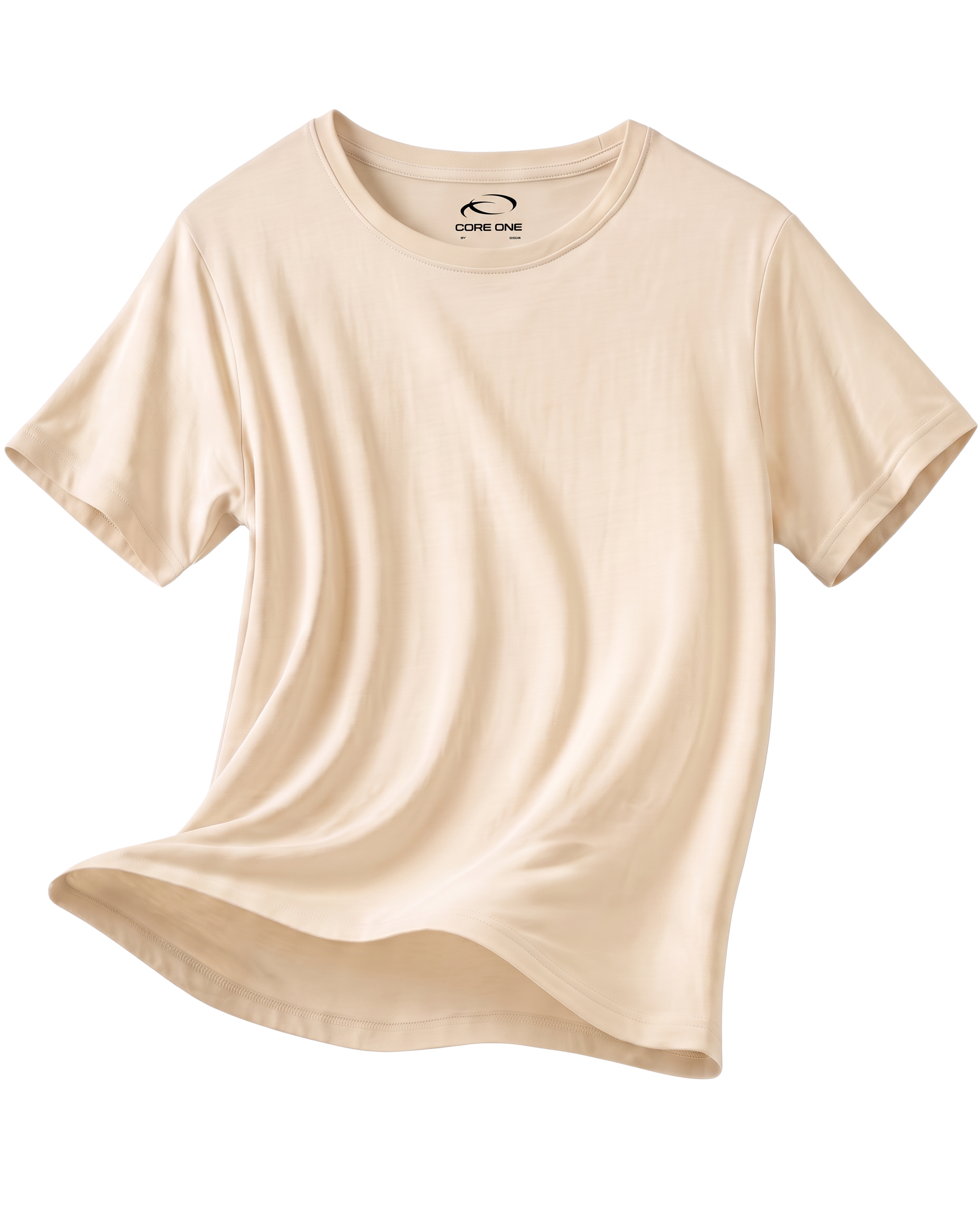 Core One bamboo fiber Classic Crew in khaki, fabric floating